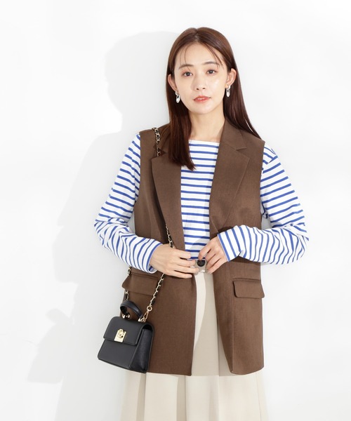 N.(N. Natural Beauty Basic)(エヌエヌナチュラルビューティーベーシック)の「◆バスクボーダーロンT(Tシャツ/カットソー・レディース・イエロー/オレンジ/ブルー・MEDIUM)」の4枚目の写真