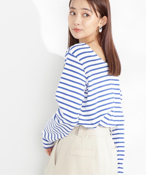 N.(N. Natural Beauty Basic)(エヌエヌナチュラルビューティーベーシック)の「◆バスクボーダーロンT(Tシャツ/カットソー・レディース・イエロー/オレンジ/ブルー・MEDIUM)」の10枚目の写真