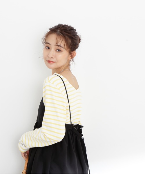 N.(N. Natural Beauty Basic)(エヌエヌナチュラルビューティーベーシック)の「◆バスクボーダーロンT(Tシャツ/カットソー・レディース・イエロー/オレンジ/ブルー・MEDIUM)」の8枚目の写真