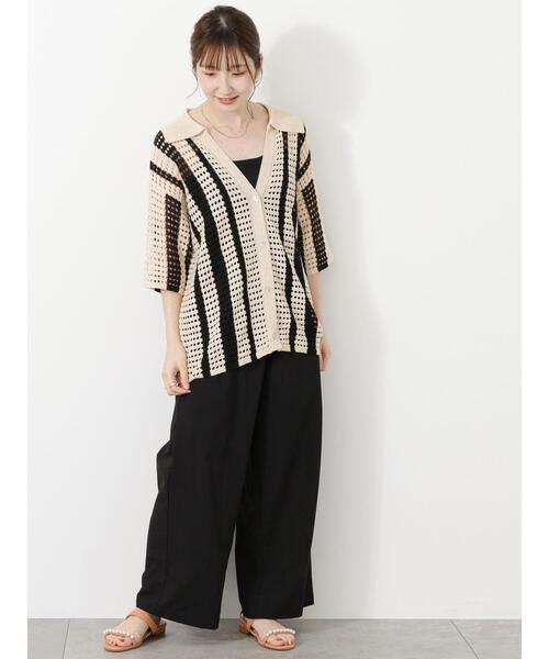 Te chichi TERRASSE(テチチテラス)の「ウエストリボンワイドパンツ(その他パンツ・レディース・ブラック/グリーン/モカ/ベージュ・F)」の12枚目の写真
