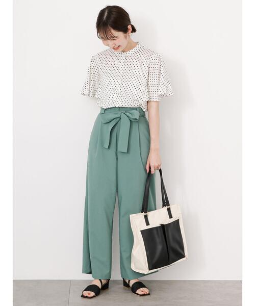 Te chichi TERRASSE(テチチテラス)の「ウエストリボンワイドパンツ(その他パンツ・レディース・ブラック/グリーン/モカ/ベージュ・F)」の17枚目の写真