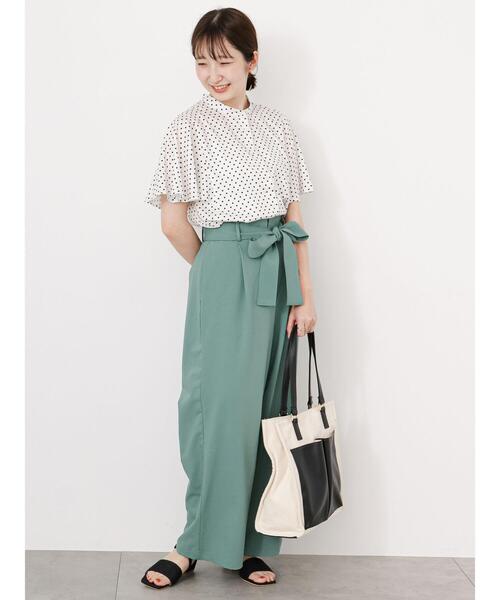 Te chichi TERRASSE(テチチテラス)の「ウエストリボンワイドパンツ(その他パンツ・レディース・ブラック/グリーン/モカ/ベージュ・F)」の18枚目の写真