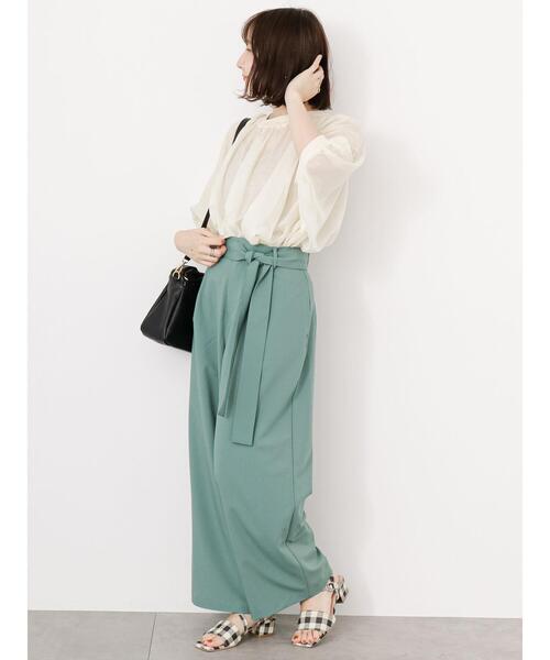 Te chichi TERRASSE(テチチテラス)の「ウエストリボンワイドパンツ(その他パンツ・レディース・ブラック/グリーン/モカ/ベージュ・F)」の21枚目の写真