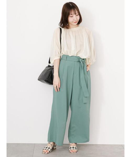 Te chichi TERRASSE(テチチテラス)の「ウエストリボンワイドパンツ(その他パンツ・レディース・ブラック/グリーン/モカ/ベージュ・F)」の22枚目の写真