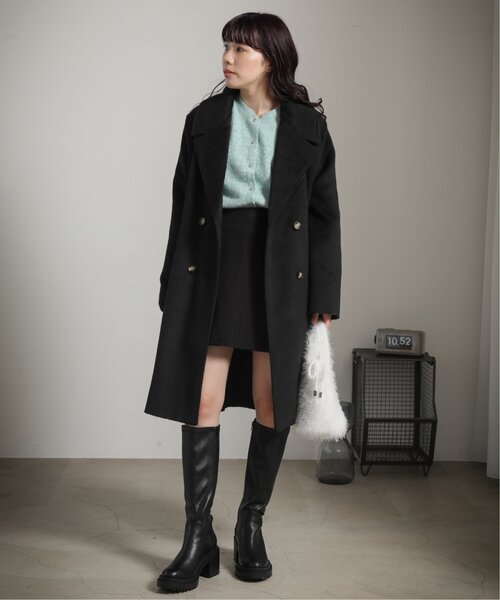 RAY CASSIN(レイカズン)の「カタログ掲載/ビッグカラーシャギーチェスターコート(チェスターコート・レディース・ブラック/パープル/ブラウン・FREE)」の4枚目の写真