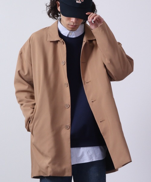FUNALIVE(ファンアライブ)の「Big shirt collar coat / ビッグシャツステンカラーコート unisex(ステンカラーコート・メンズ・キャメル/チャコール/ネイビー/ブラック/ブルーグリーン/杢グレー・LL/L/M)」の6枚目の写真