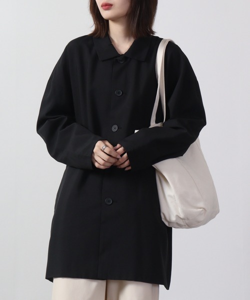 FUNALIVE(ファンアライブ)の「Big shirt collar coat / ビッグシャツステンカラーコート unisex(ステンカラーコート・メンズ・キャメル/チャコール/ネイビー/ブラック/ブルーグリーン/杢グレー・LL/L/M)」の13枚目の写真