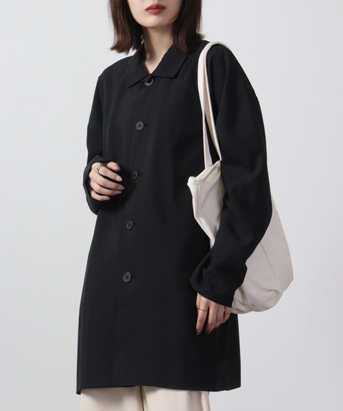 FUNALIVE(ファンアライブ)の「Big shirt collar coat / ビッグシャツステンカラーコート unisex(ステンカラーコート・メンズ・キャメル/チャコール/ネイビー/ブラック/ブルーグリーン/杢グレー・LL/L/M)」の15枚目の写真