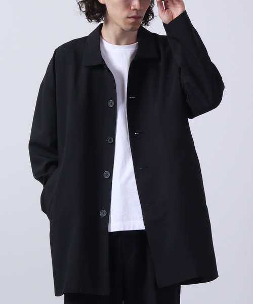 FUNALIVE(ファンアライブ)の「Big shirt collar coat / ビッグシャツステンカラーコート unisex(ステンカラーコート・メンズ・キャメル/チャコール/ネイビー/ブラック/ブルーグリーン/杢グレー・LL/L/M)」の7枚目の写真