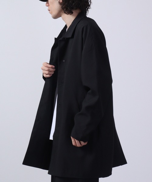 FUNALIVE(ファンアライブ)の「Big shirt collar coat / ビッグシャツステンカラーコート unisex(ステンカラーコート・メンズ・キャメル/チャコール/ネイビー/ブラック/ブルーグリーン/杢グレー・LL/L/M)」の10枚目の写真