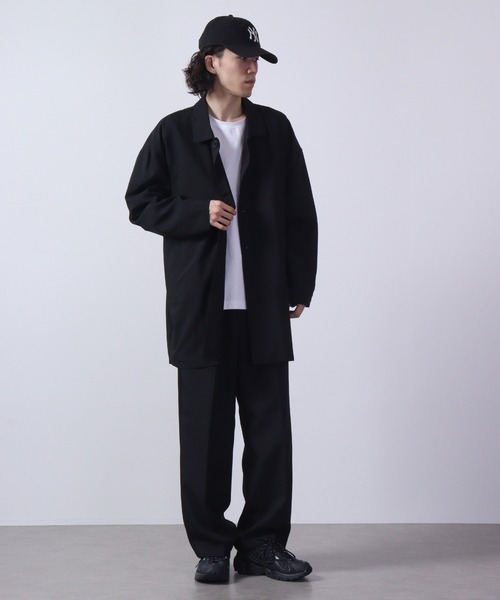 everyone ステンカラーコート XL ブラック 帽子付き everyone ステンカラーコート XL ブラック 帽子付き