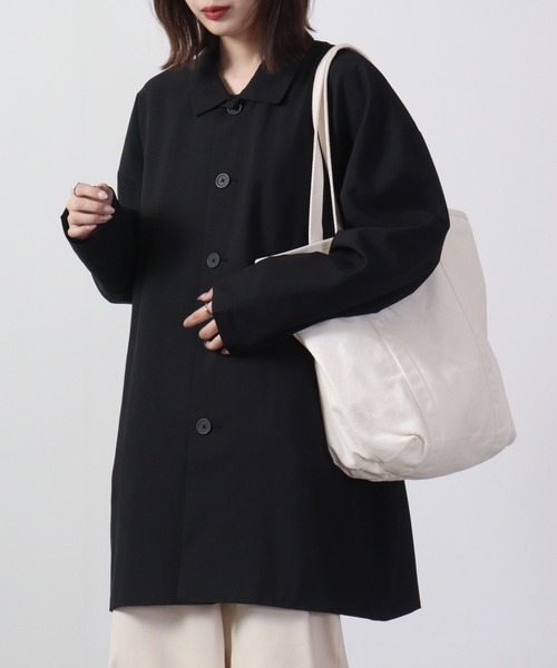 FUNALIVE(ファンアライブ)の「Big shirt collar coat / ビッグシャツステンカラーコート unisex(ステンカラーコート・メンズ・キャメル/チャコール/ネイビー/ブラック/ブルーグリーン/杢グレー・LL/L/M)」の14枚目の写真