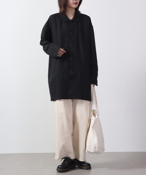 FUNALIVE(ファンアライブ)の「Big shirt collar coat / ビッグシャツステンカラーコート unisex(ステンカラーコート・メンズ・キャメル/チャコール/ネイビー/ブラック/ブルーグリーン/杢グレー・LL/L/M)」の19枚目の写真