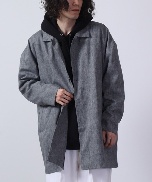 FUNALIVE(ファンアライブ)の「Big shirt collar coat / ビッグシャツステンカラーコート unisex(ステンカラーコート・メンズ・キャメル/チャコール/ネイビー/ブラック/ブルーグリーン/杢グレー・LL/L/M)」の20枚目の写真