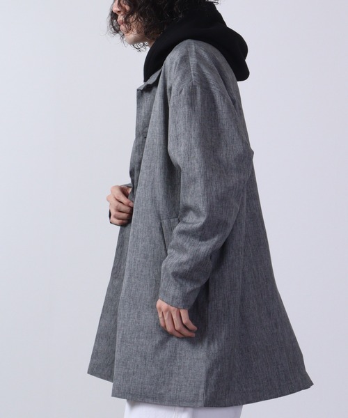FUNALIVE(ファンアライブ)の「Big shirt collar coat / ビッグシャツステンカラーコート unisex(ステンカラーコート・メンズ・キャメル/チャコール/ネイビー/ブラック/ブルーグリーン/杢グレー・LL/L/M)」の22枚目の写真