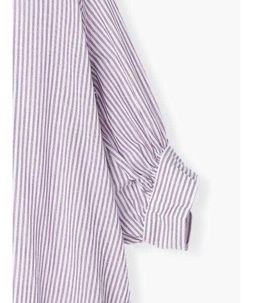 Lugnoncure（ルノンキュール）の「ストライプVネックシャツワンピース（ワンピース・レディース・ベージュ/パープル/ネイビー・F）」の18枚目の写真