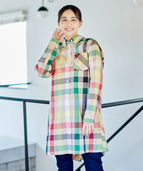 Arnold Palmer（アーノルドパーマー）の「パーマーチェック 長袖 シャツワンピース（シャツワンピース・レディース・ネイビー/ベージュ・S/M/L）」の20枚目の写真