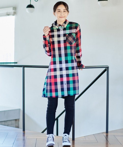 Arnold Palmer（アーノルドパーマー）の「パーマーチェック 長袖 シャツワンピース（シャツワンピース・レディース・ネイビー/ベージュ・S/M/L）」の15枚目の写真