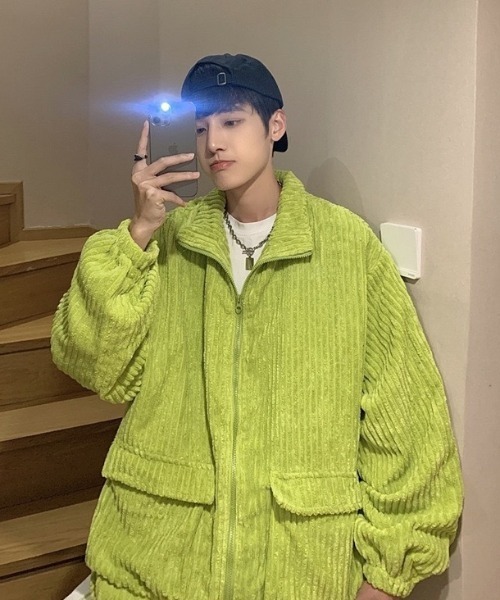 【HUECLOSET】コーデュロイブルゾンジャケット Blue Green HUECLOSET】コーデュロイブルゾンジャケット Blue Green