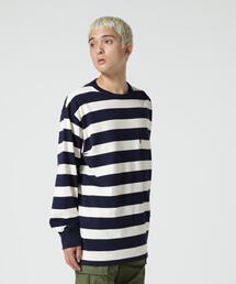 Schott（ショット）の「Schott/ショット/WIDE BORDER POCKET T-SHIRT/ワイドボーダー ポケットTシャツ（Tシャツ/カットソー・メンズ）」