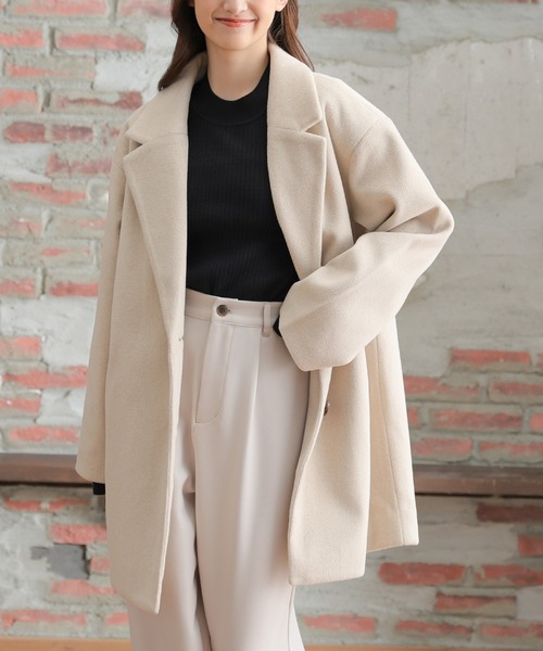 Honeys(ハニーズ)の「テーラードコート(チェスターコート・レディース・スモークピンク/ベージュ/ブラウン系その他/杢グレー/ブラック/アイボリー・L/M/LL/S)」の5枚目の写真