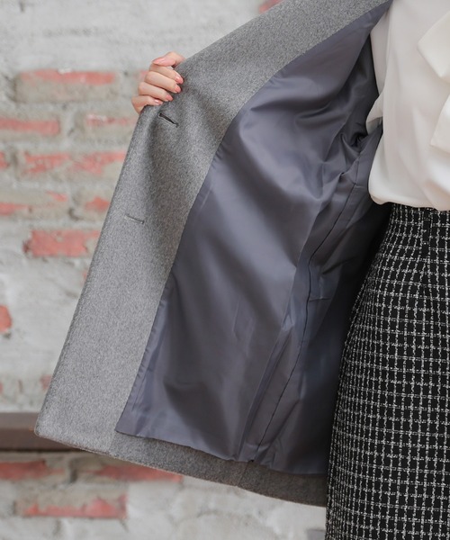 Honeys(ハニーズ)の「テーラードコート(チェスターコート・レディース・スモークピンク/ベージュ/ブラウン系その他/杢グレー/ブラック/アイボリー・L/M/LL/S)」の18枚目の写真