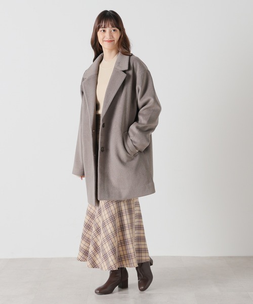 Honeys(ハニーズ)の「テーラードコート(チェスターコート・レディース・スモークピンク/ベージュ/ブラウン系その他/杢グレー/ブラック/アイボリー・L/M/LL/S)」の19枚目の写真