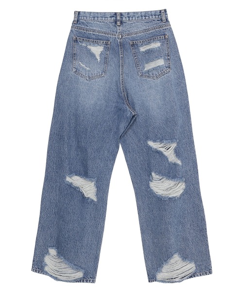 Figments(フィグメンツ)の「スーパーデストロイワイドデニムパンツ(デニムパンツ・レディース・ブラック/ライトブルー・MEDIUM/LARGE/SMALL)」の3枚目の写真