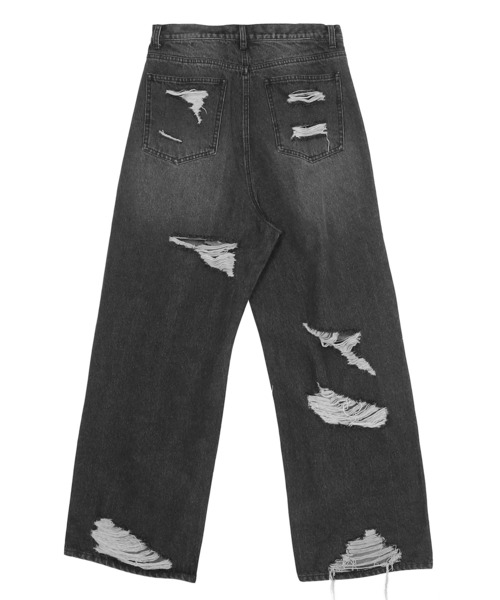 Figments(フィグメンツ)の「スーパーデストロイワイドデニムパンツ(デニムパンツ・レディース・ブラック/ライトブルー・MEDIUM/LARGE/SMALL)」の4枚目の写真