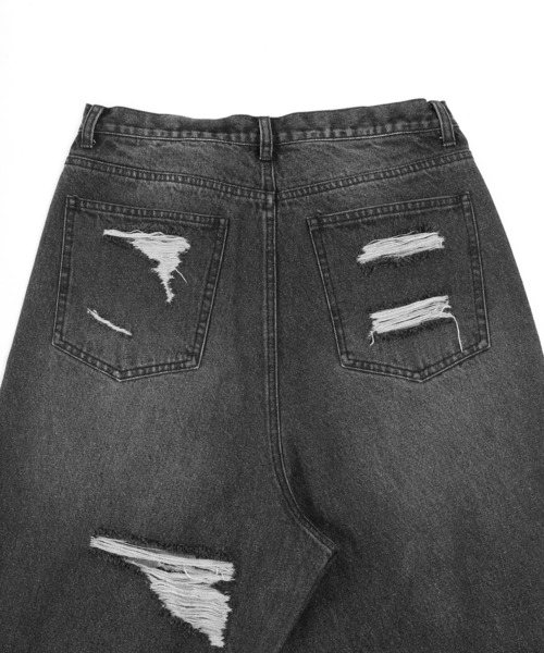 Figments(フィグメンツ)の「スーパーデストロイワイドデニムパンツ(デニムパンツ・レディース・ブラック/ライトブルー・MEDIUM/LARGE/SMALL)」の8枚目の写真
