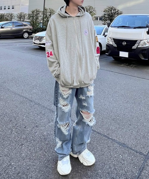 Figments(フィグメンツ)の「スーパーデストロイワイドデニムパンツ(デニムパンツ・レディース・ブラック/ライトブルー・MEDIUM/LARGE/SMALL)」の11枚目の写真