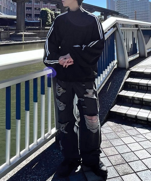Figments(フィグメンツ)の「スーパーデストロイワイドデニムパンツ(デニムパンツ・レディース・ブラック/ライトブルー・MEDIUM/LARGE/SMALL)」の17枚目の写真