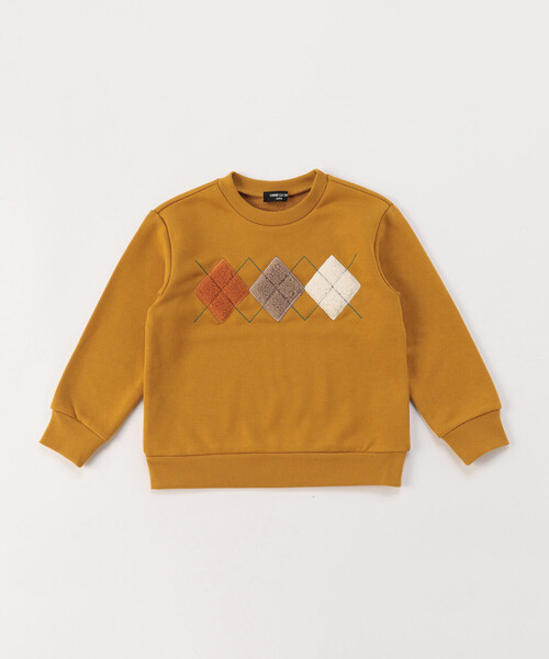 COMME CA ISM(コムサイズム)の「アーガイルモチーフ トレーナー(スウェット・キッズ・マスタード/キナリ/ブラック・130cm/150cm/120cm/140cm/110cm)」の3枚目の写真