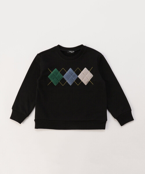 COMME CA ISM(コムサイズム)の「アーガイルモチーフ トレーナー(スウェット・キッズ・マスタード/キナリ/ブラック・130cm/150cm/120cm/140cm/110cm)」の2枚目の写真