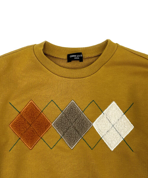 COMME CA ISM(コムサイズム)の「アーガイルモチーフ トレーナー(スウェット・キッズ・マスタード/キナリ/ブラック・130cm/150cm/120cm/140cm/110cm)」の4枚目の写真