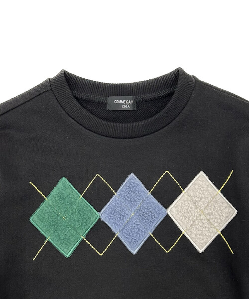COMME CA ISM(コムサイズム)の「アーガイルモチーフ トレーナー(スウェット・キッズ・マスタード/キナリ/ブラック・130cm/150cm/120cm/140cm/110cm)」の5枚目の写真