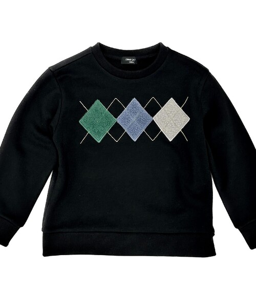COMME CA ISM(コムサイズム)の「アーガイルモチーフ トレーナー(スウェット・キッズ・マスタード/キナリ/ブラック・130cm/150cm/120cm/140cm/110cm)」の6枚目の写真