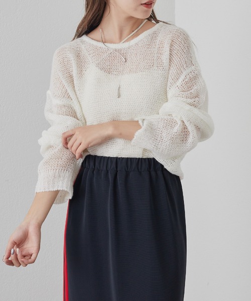 COLONY 2139(コロニートゥーワンスリーナイン)の「WEB・一部店舗限定 /メッシュ編ニットプルオーバー(ニット/セーター・レディース・オフホワイト/グレー/ピンク/アイボリー/ミント/チャコールグレー・FREE)」の2枚目の写真