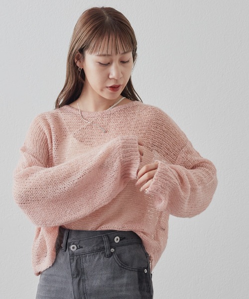 COLONY 2139(コロニートゥーワンスリーナイン)の「WEB・一部店舗限定 /メッシュ編ニットプルオーバー(ニット/セーター・レディース・オフホワイト/グレー/ピンク/アイボリー/ミント/チャコールグレー・FREE)」の6枚目の写真