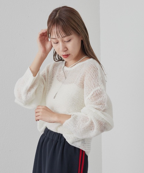 COLONY 2139(コロニートゥーワンスリーナイン)の「WEB・一部店舗限定 /メッシュ編ニットプルオーバー(ニット/セーター・レディース・オフホワイト/グレー/ピンク/アイボリー/ミント/チャコールグレー・FREE)」の18枚目の写真