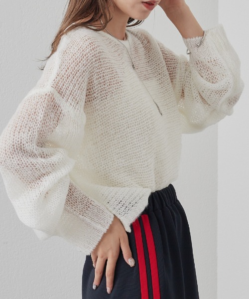 COLONY 2139(コロニートゥーワンスリーナイン)の「WEB・一部店舗限定 /メッシュ編ニットプルオーバー(ニット/セーター・レディース・オフホワイト/グレー/ピンク/アイボリー/ミント/チャコールグレー・FREE)」の20枚目の写真