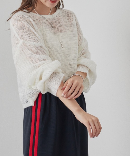 COLONY 2139(コロニートゥーワンスリーナイン)の「WEB・一部店舗限定 /メッシュ編ニットプルオーバー(ニット/セーター・レディース・オフホワイト/グレー/ピンク/アイボリー/ミント/チャコールグレー・FREE)」の17枚目の写真