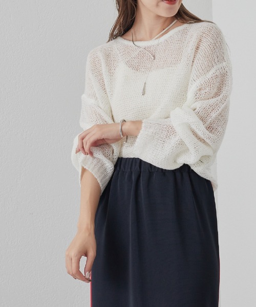 COLONY 2139(コロニートゥーワンスリーナイン)の「WEB・一部店舗限定 /メッシュ編ニットプルオーバー(ニット/セーター・レディース・オフホワイト/グレー/ピンク/アイボリー/ミント/チャコールグレー・FREE)」の21枚目の写真