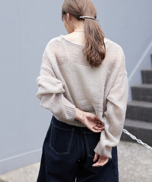 COLONY 2139(コロニートゥーワンスリーナイン)の「WEB・一部店舗限定 /メッシュ編ニットプルオーバー(ニット/セーター・レディース・オフホワイト/グレー/ピンク/アイボリー/ミント/チャコールグレー・FREE)」の8枚目の写真