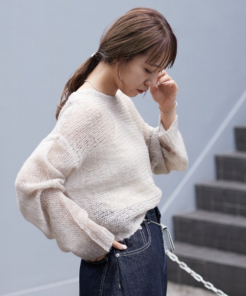 COLONY 2139(コロニートゥーワンスリーナイン)の「WEB・一部店舗限定 /メッシュ編ニットプルオーバー(ニット/セーター・レディース・オフホワイト/グレー/ピンク/アイボリー/ミント/チャコールグレー・FREE)」の10枚目の写真