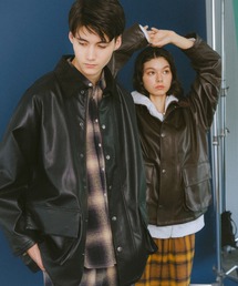 WHIMSIC | 【UNISEX/SETUP対応】ヴィーガンレザーユーティリティジャケット(ブルゾン)