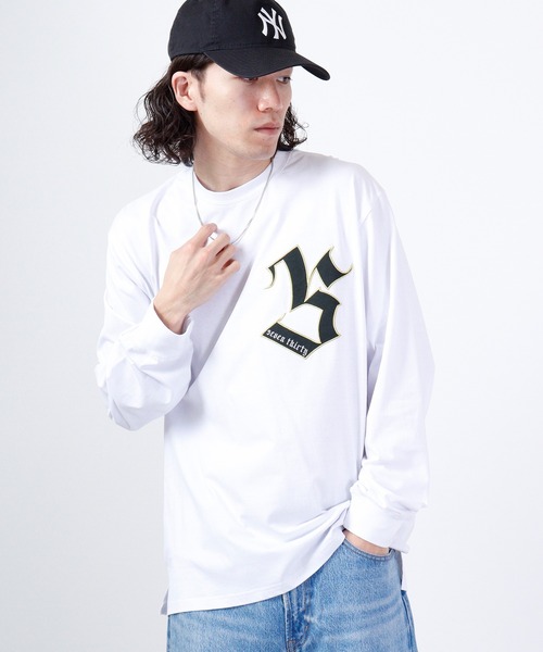 RE730(アールイーセブンサーティー)の「RE730 ドロップショルダー 刺繍ビッグロンT(Tシャツ/カットソー・メンズ・ブラック/ホワイト・L/M/XL)」の19枚目の写真