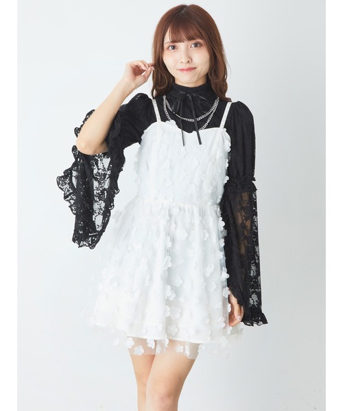 Jamie エーエヌケー(ジェイミーエーエヌケー)の「お花がいっぱいキャミOP(ワンピース・レディース・ブラック/ホワイト・M)」の3枚目の写真