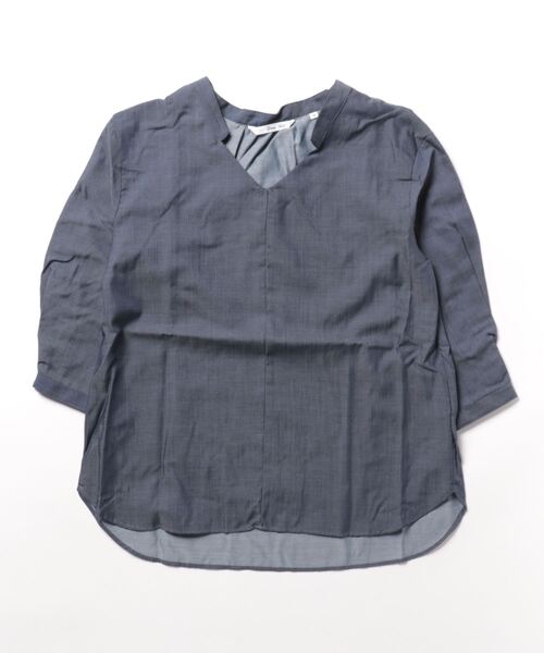 m.f.editorial(エムエフエディトリアル)の「【WEB限定販売】m.f.エディトリアル レディース 形態安定 シャンブレープルオーバー長袖ブラウス(シャツ/ブラウス・レディース・ネイビー・S/LARGE/MEDIUM)」の15枚目の写真