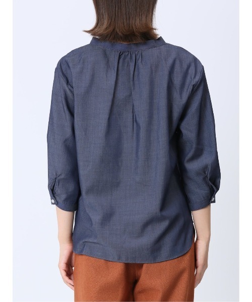 m.f.editorial(エムエフエディトリアル)の「【WEB限定販売】m.f.エディトリアル レディース 形態安定 シャンブレープルオーバー長袖ブラウス(シャツ/ブラウス・レディース・ネイビー・S/LARGE/MEDIUM)」の12枚目の写真